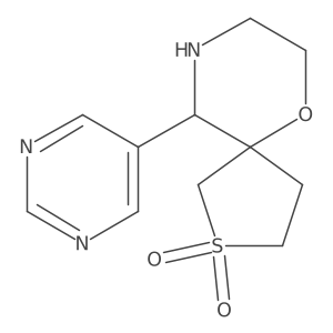 10-(Pyrimidin-5-yl)-6-oxa-2lambda6-thia-9-azaspiro[4.5]decane-2,2-dione结构式