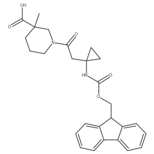 1-{2-[1-({[(9H-fluoren-9-yl)methoxy]carbonyl}amino)cyclopropyl]acetyl}-3-methylpiperidine-3-carboxylic acid结构式