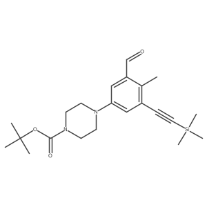 Tert-butyl 4-{3-formyl-4-methyl-5-[2-(trimethylsilyl)ethynyl]phenyl}piperazine-1-carboxylate结构式