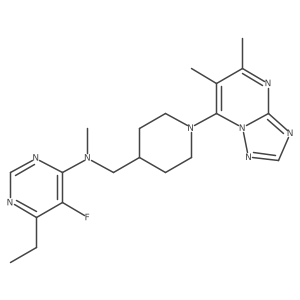 N-[(1-{5,6-dimethyl-[1,2,4]triazolo[1,5-a]pyrimidin-7-yl}piperidin-4-yl)methyl]-6-ethyl-5-fluoro-N-methylpyrimidin-4-amine结构式