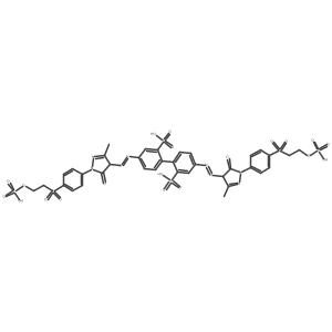 4,4a(2)-Bis[2-[4,5-dihydro-3-methyl-5-oxo-1-[4-[[2-(sulfooxy)ethyl]sulfonyl]phenyl]-1H-pyrazol-4-yl]diazenyl][1,1a(2)-biphenyl]-2,2a(2)-disulfonic acid Structure
