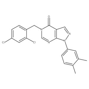 5-(2,4-dichlorobenzyl)-1-(3,4-dimethylphenyl)-1H-pyrazolo[3,4-d]pyrimidin-4(5H)-one结构式