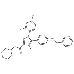 5-(4-(benzyloxy)phenyl)-1-(2,4-dichlorophenyl)-4-methyl-N-(piperidin-1-yl)-1H-pyrazole-3-carboxamide Structure