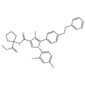 methyl 1-({[5-[4-(benzyloxy)phenyl]-1-(2,4-dichlorophenyl)-4-methyl-1H-pyrazol-3-yl]carbonyl}amino)cyclopentanecarboxylate结构式
