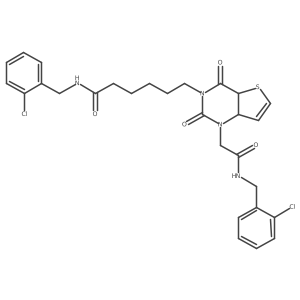 N-[(2-chlorophenyl)methyl]-6-[1-[2-[(2-chlorophenyl)methylamino]-2-oxoethyl]-2,4-dioxo-4a,7a-dihydrothieno[3,2-d]pyrimidin-3-yl]hexanamide结构式
