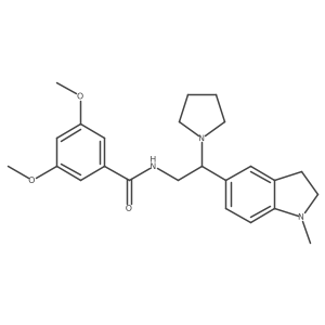 3,5-dimethoxy-N-(2-(1-methylindolin-5-yl)-2-(pyrrolidin-1-yl)ethyl)benzamide结构式