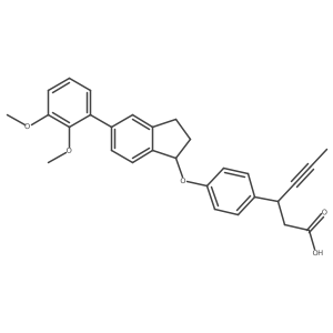 (3R)-3-(4-((5-(2,3-Dimethoxyphenyl)-2,3-dihydro-1H-inden-1-yl)oxy)phenyl)hex-4-ynoic acid结构式