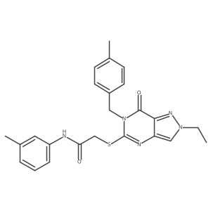 2-({2-ethyl-6-[(4-methylphenyl)methyl]-7-oxo-2H,6H,7H-pyrazolo[4,3-d]pyrimidin-5-yl}sulfanyl)-N-(3-methylphenyl)acetamide结构式