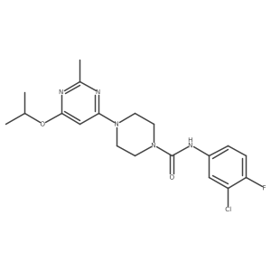 N-(3-chloro-4-fluorophenyl)-4-(6-isopropoxy-2-methylpyrimidin-4-yl)piperazine-1-carboxamide结构式
