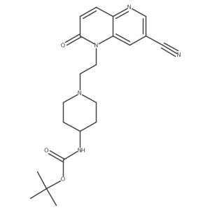 tert-butyl (1-(2-(7-cyano-2-oxo-1,5-naphthyridin-1(2H)-yl)ethyl)piperidin-4-yl)carbamate Structure