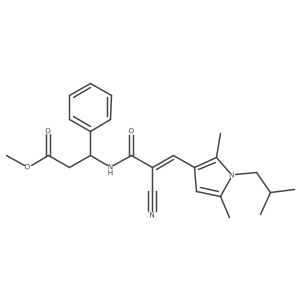 Methyl 3-[[(E)-2-cyano-3-[2,5-dimethyl-1-(2-methylpropyl)pyrrol-3-yl]prop-2-enoyl]amino]-3-phenylpropanoate Structure