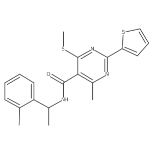 4-methyl-N-[1-(2-methylphenyl)ethyl]-6-(methylsulfanyl)-2-(thiophen-2-yl)pyrimidine-5-carboxamide结构式