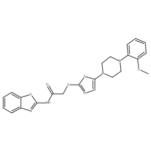 COc1ccccc1N1CCN(c2nnc(SCC(=O)Nc3nc4ccccc4s3)s2)CC1结构式