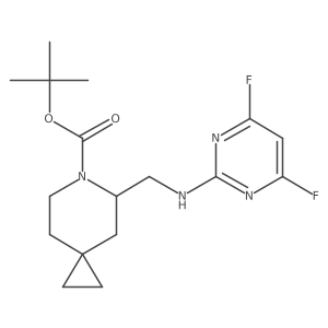 tert-butyl 5(S)-(((4,6-difluoropyrimidin-2-yl)amino)methyl)-6-azaspiro[2.5]octane-6-carboxylate结构式