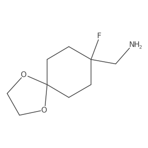 {8-Fluoro-1,4-dioxaspiro[4.5]decan-8-yl}methanamine结构式