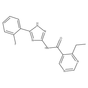 4-Ethyl-N-(3-(2-fluorophenyl)-1H-1,2,4-triazol-5-yl)pyrimidine-5-carboxamide结构式