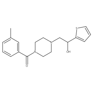 (4-(2-Hydroxy-2-(thiophen-2-yl)ethyl)piperazin-1-yl)(m-tolyl)methanone结构式