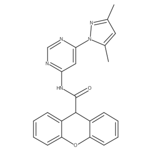 N-(6-(3,5-dimethyl-1H-pyrazol-1-yl)pyrimidin-4-yl)-9H-xanthene-9-carboxamide结构式