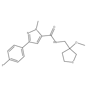 3-(4-fluorophenyl)-N-((3-methoxytetrahydrothiophen-3-yl)methyl)-1-methyl-1H-pyrazole-5-carboxamide结构式