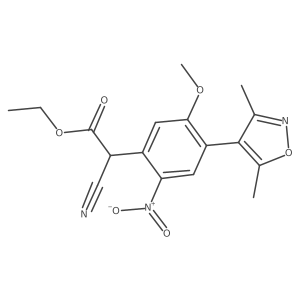 Ethyl 2-cyano-2-(4-(3,5-dimethylisoxazol-4-yl)-5-methoxy-2-nitrophenyl)acetate结构式