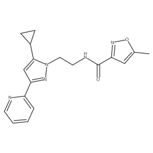 N-(2-(5-cyclopropyl-3-(pyridin-2-yl)-1H-pyrazol-1-yl)ethyl)-5-methylisoxazole-3-carboxamide结构式
