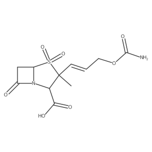 (2S,3S,5R)-3-((E)-3-Carbamoyloxy-propenyl)-3-methyl-4,4,7-trioxo-4lambda*6*-thia-1-aza-bicyclo[3.2.0]heptane-2-carboxylic acid Structure