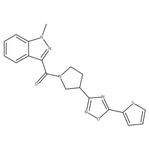 (1-methyl-1H-indazol-3-yl)(3-(5-(thiophen-2-yl)-1,2,4-oxadiazol-3-yl)pyrrolidin-1-yl)methanone结构式