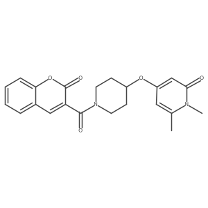 1,6-dimethyl-4-((1-(2-oxo-2H-chromene-3-carbonyl)piperidin-4-yl)oxy)pyridin-2(1H)-one结构式