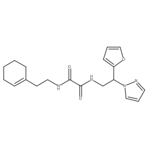 N1-(2-(cyclohex-1-en-1-yl)ethyl)-N2-(2-(furan-2-yl)-2-(1H-pyrazol-1-yl)ethyl)oxalamide结构式