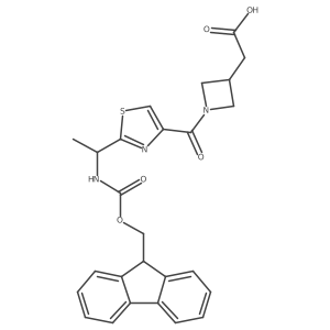 2-(1-{2-[1-({[(9H-fluoren-9-yl)methoxy]carbonyl}amino)ethyl]-1,3-thiazole-4-carbonyl}azetidin-3-yl)acetic acid结构式