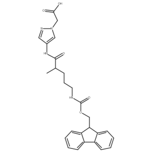 2-{4-[5-({[(9H-fluoren-9-yl)methoxy]carbonyl}amino)-2-methylpentanamido]-1H-pyrazol-1-yl}acetic acid结构式