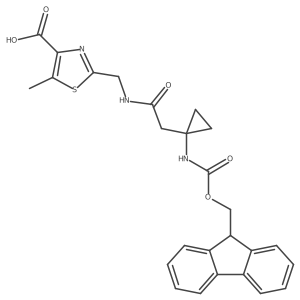 2-({2-[1-({[(9H-fluoren-9-yl)methoxy]carbonyl}amino)cyclopropyl]acetamido}methyl)-5-methyl-1,3-thiazole-4-carboxylic acid结构式