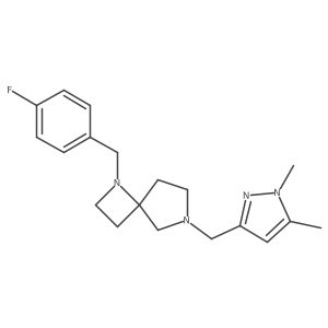 6-((1,5-Dimethyl-1H-pyrazol-3-yl)methyl)-1-(4-fluorobenzyl)-1,6-diazaspiro[3.4]octane结构式