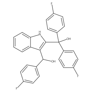 Bis(4-fluorophenyl)(3-((4-fluorophenyl)(hydroxy)methyl)-1H-indol-2-yl)methanol结构式