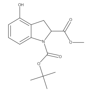 1-tert-butyl 2-methyl 4-hydroxy-2,3-dihydro-1H-indole-1,2-dicarboxylate结构式