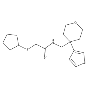2-(cyclopentylsulfanyl)-N-{[4-(thiophen-3-yl)oxan-4-yl]methyl}acetamide结构式