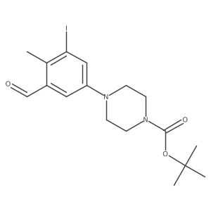 Tert-butyl 4-(3-formyl-5-iodo-4-methylphenyl)piperazine-1-carboxylate结构式