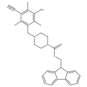 (9H-fluoren-9-yl)methyl 4-[(3-amino-5-ethynyl-2,4,6-trimethylphenyl)methyl]piperazine-1-carboxylate结构式