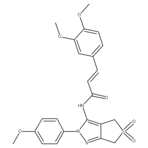 (Z)-3-(3,4-dimethoxyphenyl)-N-(2-(4-methoxyphenyl)-5,5-dioxido-4,6-dihydro-2H-thieno[3,4-c]pyrazol-3-yl)acrylamide结构式