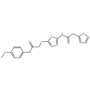 N-(4-methoxyphenyl)-2-((5-(2-(thiophen-2-yl)acetamido)-1,3,4-thiadiazol-2-yl)thio)acetamide Structure