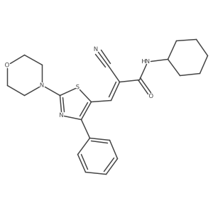 (Z)-2-Cyano-N-cyclohexyl-3-(2-morpholin-4-yl-4-phenyl-1,3-thiazol-5-yl)prop-2-enamide Structure
