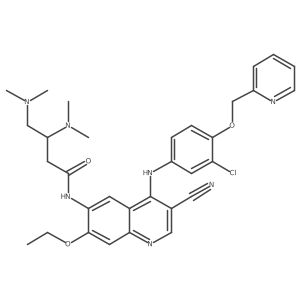 N-(4-((3-Chloro-4-(pyridin-2-ylmethoxy)phenyl)amino)-3-cyano-7-ethoxyquinolin-6-yl)-3,4-bis(dimethylamino)butanamide结构式