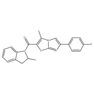 (6-(4-Fluorophenyl)-3-methylimidazo[2,1-b]thiazol-2-yl)(2-methylindolin-1-yl)methanone结构式
