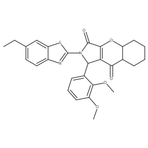 1-(2,3-dimethoxyphenyl)-2-(6-ethyl-1,3-benzothiazol-2-yl)-4a,5,6,7,8,8a-hexahydro-1H-chromeno[2,3-c]pyrrole-3,9-dione结构式