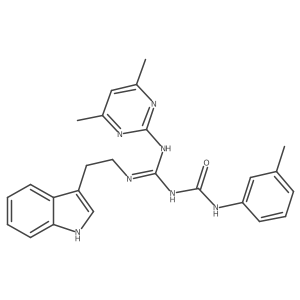 1-{N'-(4,6-dimethylpyrimidin-2-yl)-N-[2-(1H-indol-3-yl)ethyl]carbamimidoyl}-3-(3-methylphenyl)urea Structure