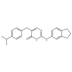 3-(benzo[d][1,3]dioxol-5-ylamino)-6-(4-isopropylbenzyl)-1,2,4-triazin-5(4H)-one结构式