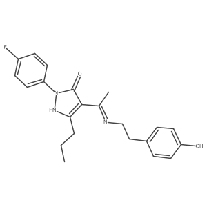 (4Z)-2-(4-fluorophenyl)-4-(1-{[2-(4-hydroxyphenyl)ethyl]amino}ethylidene)-5-propyl-2,4-dihydro-3H-pyrazol-3-one结构式