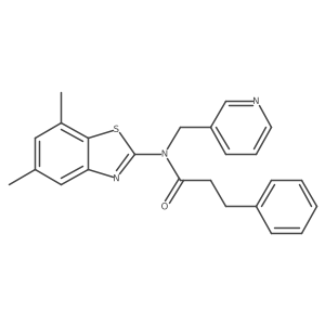 N-(5,7-dimethylbenzo[d]thiazol-2-yl)-3-phenyl-N-(pyridin-3-ylmethyl)propanamide结构式