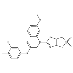 2-((5,5-dioxido-3a,4,6,6a-tetrahydrothieno[3,4-d]thiazol-2-yl)(3-methoxyphenyl)amino)-N-(3-fluoro-4-methylphenyl)acetamide结构式