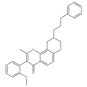 3-(2-methoxyphenyl)-2-methyl-9-(3-phenylpropyl)-9,10-dihydro-4H,8H-chromeno[8,7-e][1,3]oxazin-4-one结构式